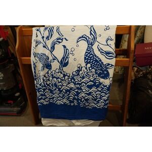 Pottery Barn Duvet Cover Full/Queen Blue White Koi Fish Organic Cotton Excellent